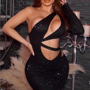 Disco Club Sequin Mini Dress - Black